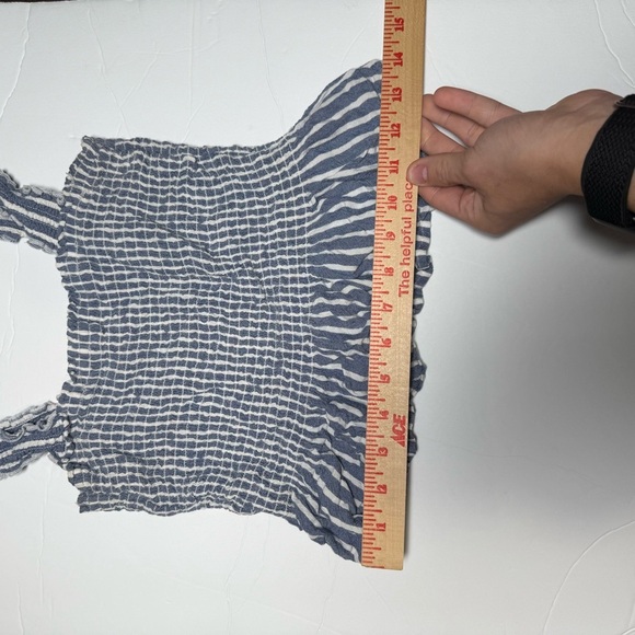Hollister Square Tank Top Blue and White Striped Ruched Size Medium Coastal - Picture 6 of 10